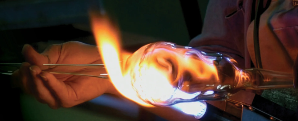 Glass blowing illustrated by Artist Fiona Byrne, member of GSoI.